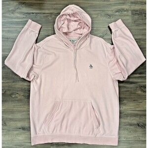 Original Penguin Men's Fleece Hoodie Sweatshirt in Pink Size XLarge